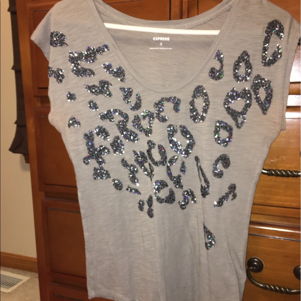 Express Sequin cheetah top