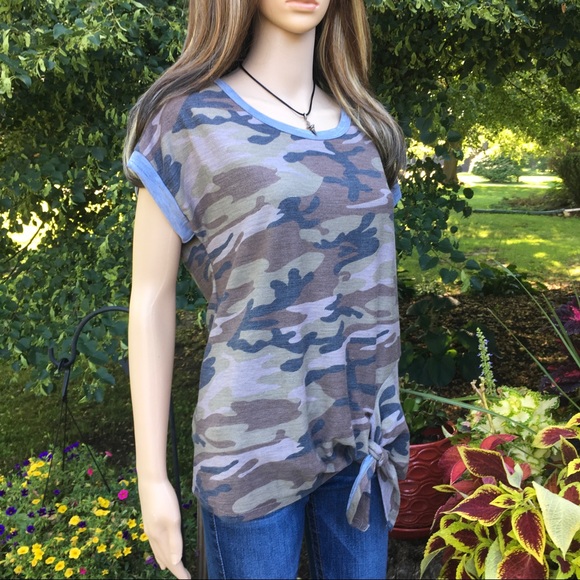 TUNIC LENGTH TIE FRONT CAP SLEEVE TOP - Picture 2 of 7