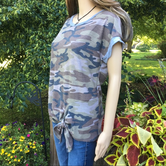 TUNIC LENGTH TIE FRONT CAP SLEEVE TOP - Picture 6 of 7