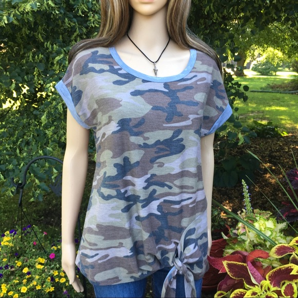 TUNIC LENGTH TIE FRONT CAP SLEEVE TOP - Picture 5 of 7