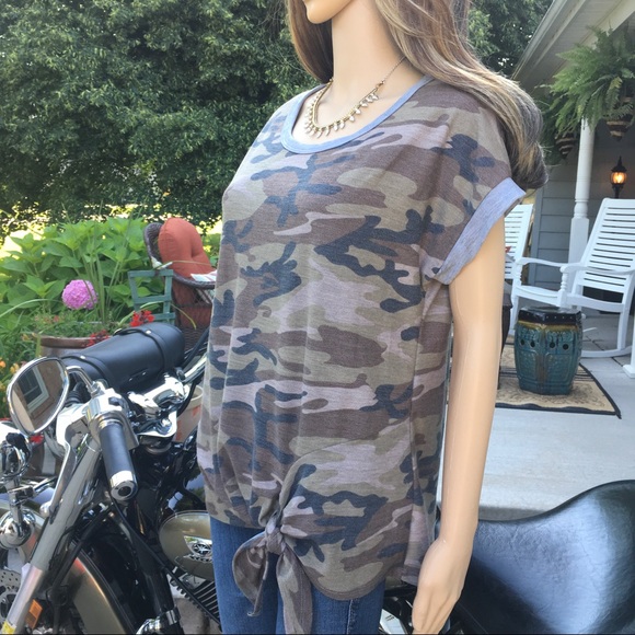 TUNIC LENGTH TIE FRONT CAP SLEEVE TOP - Picture 7 of 7
