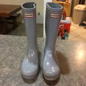 Girls Hunter Boots  light blue with glitter sz 3