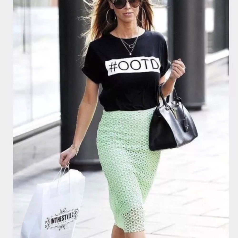 ZARA XL BASIC GREEN PENCIL SKIRT