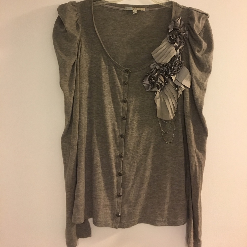 Grey cardigan fun details
