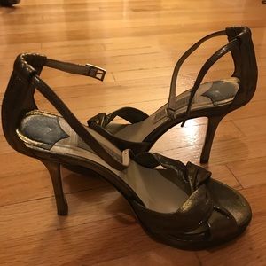 Jimmy Choo open-toed gold heels