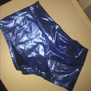 Blue shiny rave shorts!
