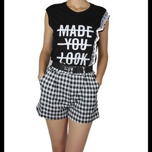 Made You Look Top W checked shorts set