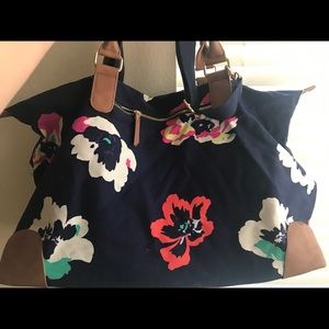 XL Flower Print and Navy Blue Duffle Bag