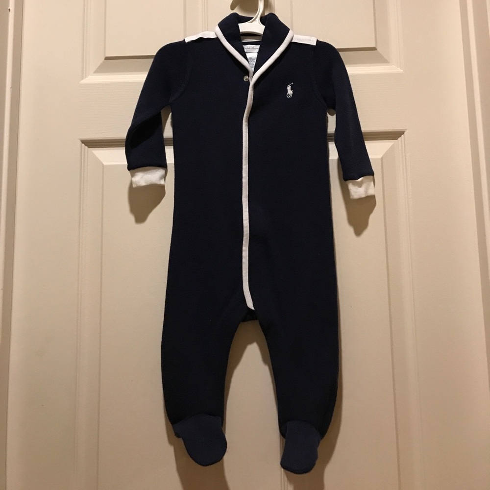 NWOT Dark Navy Ralph Lauren Footie One Piece