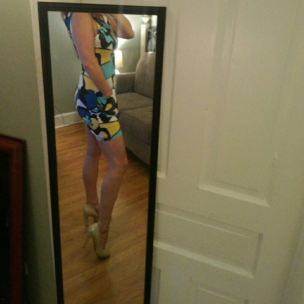 BCBG Patterned Fitted Short Dress