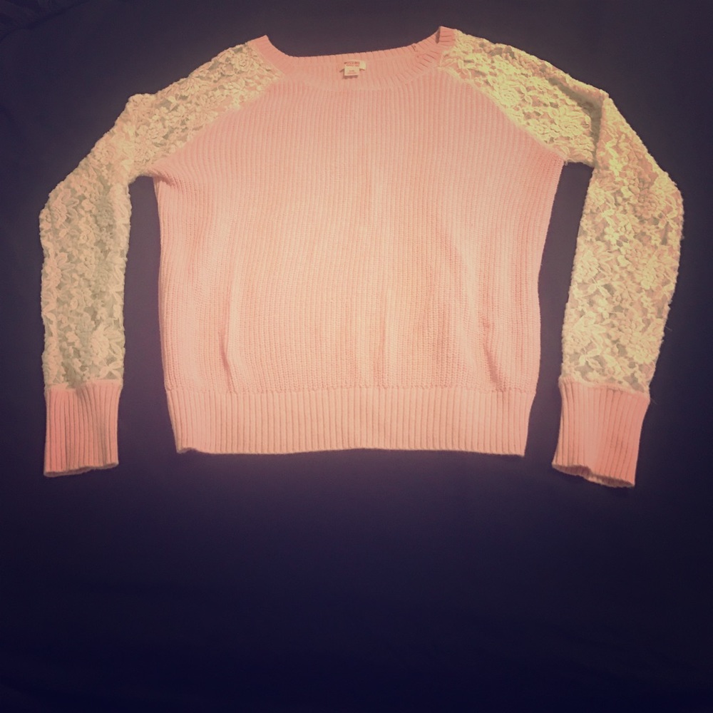 Lace sleeve sweater
