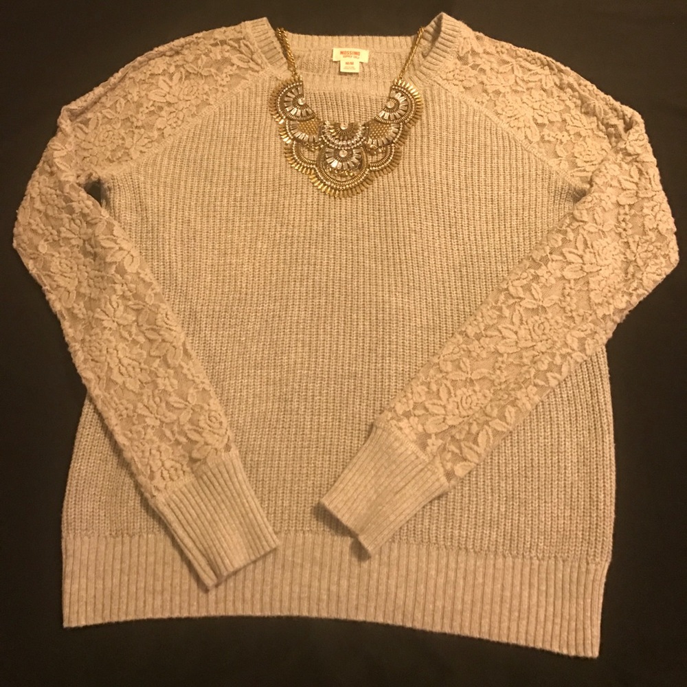 Lace sleeve sweater