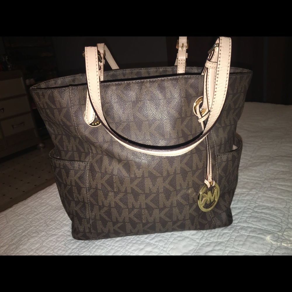 Michael Kors Jet Set Logo Monogram Tote Handbag