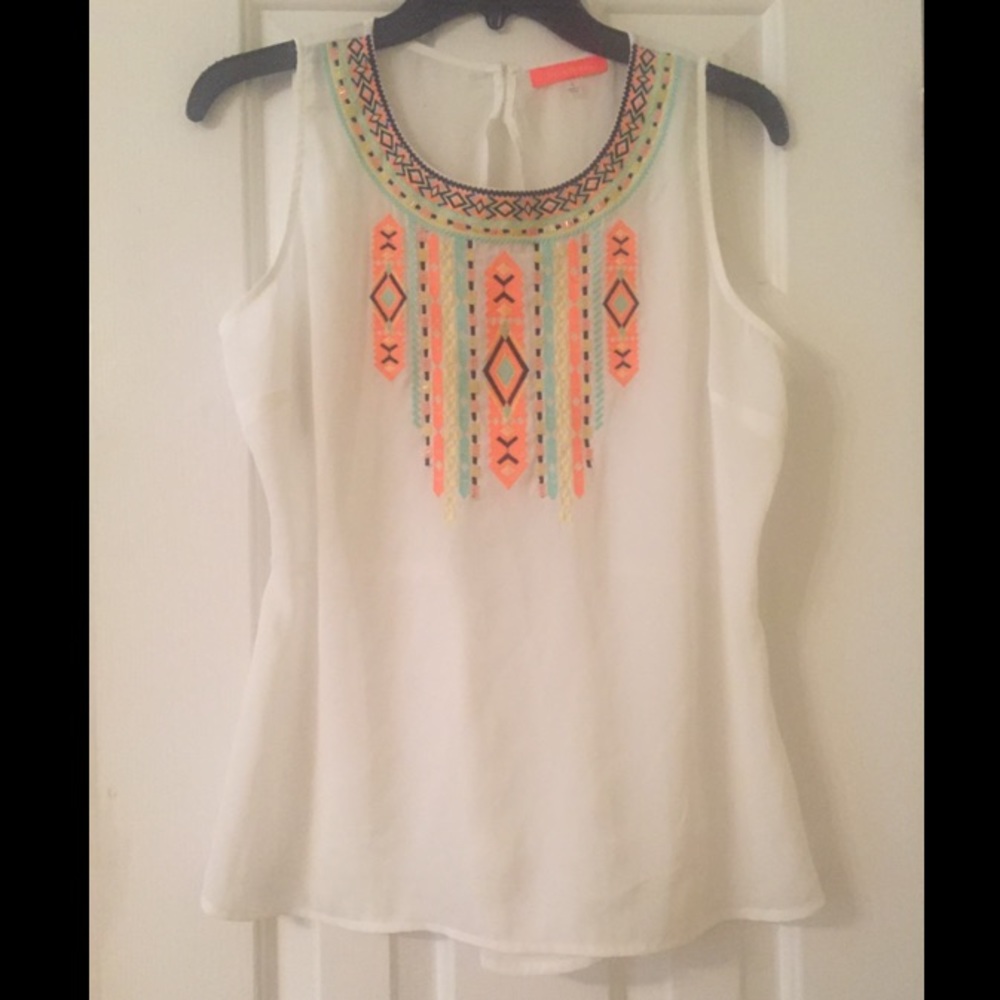 Sheer white tribal top