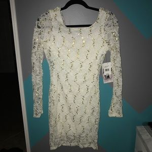 White & Gold lace dress