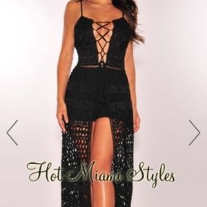 Lace up maxi romper