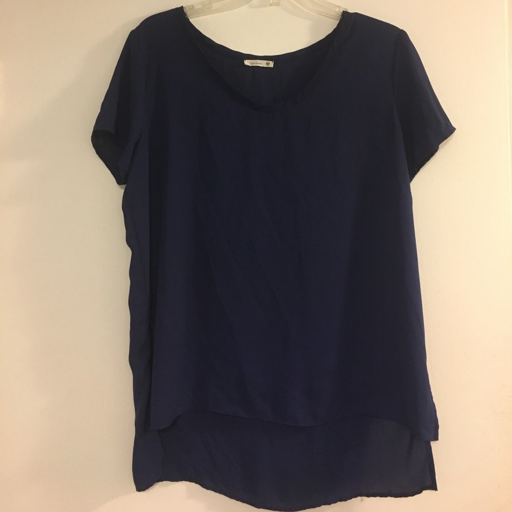 Dark blue flowy blouse