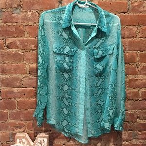 Snake print button down