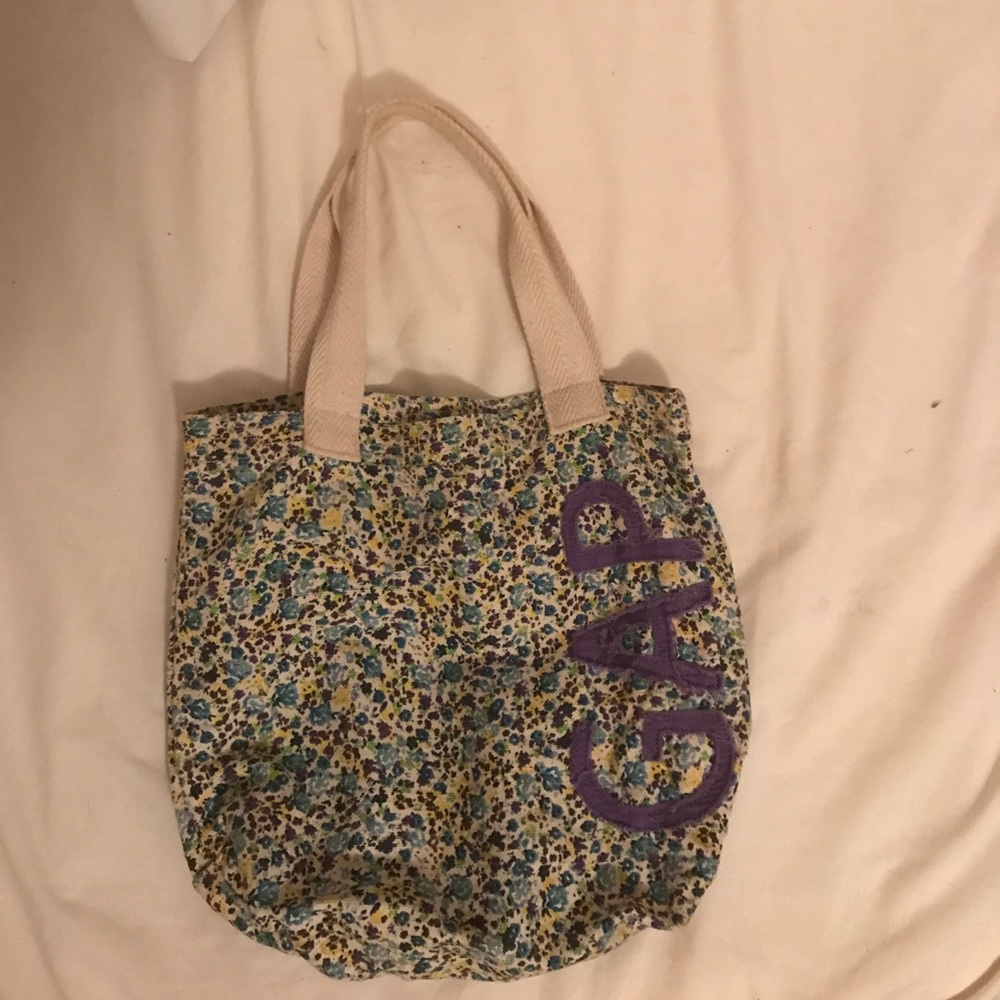 Floral Print Burlap Tote