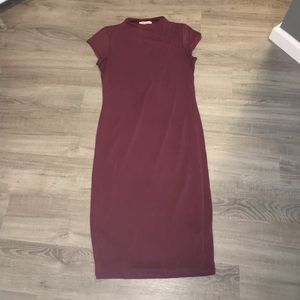 Wine color midi dress