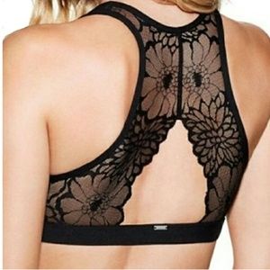 Pink Victoria's secret pink crop lace racerback