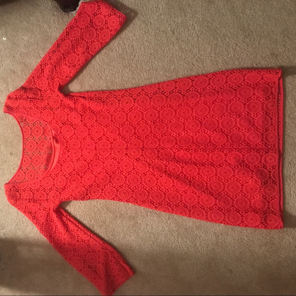 Lilly Pulitzer crochet coral long sleeved dress