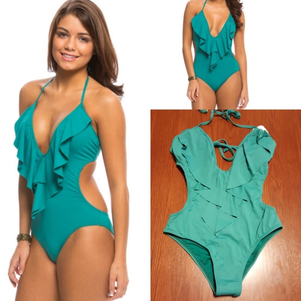 Final O'Neill Salt Water teal one piece swim suit