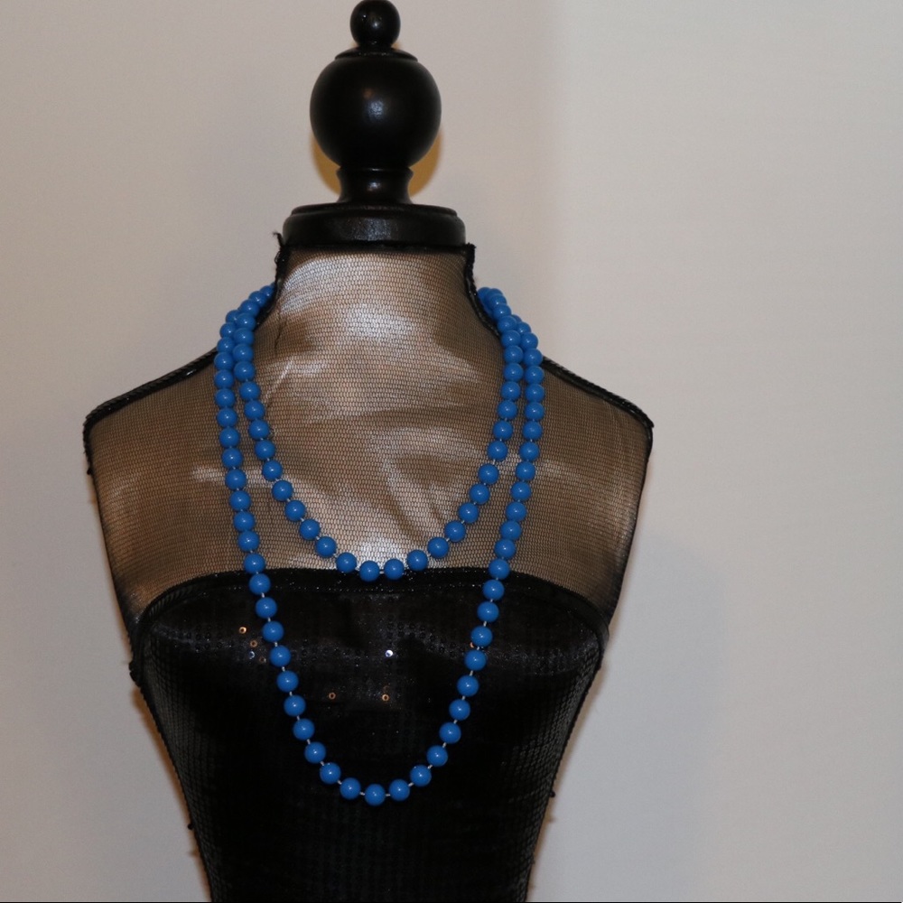 Vintage Deep Blue Beaded Necklace