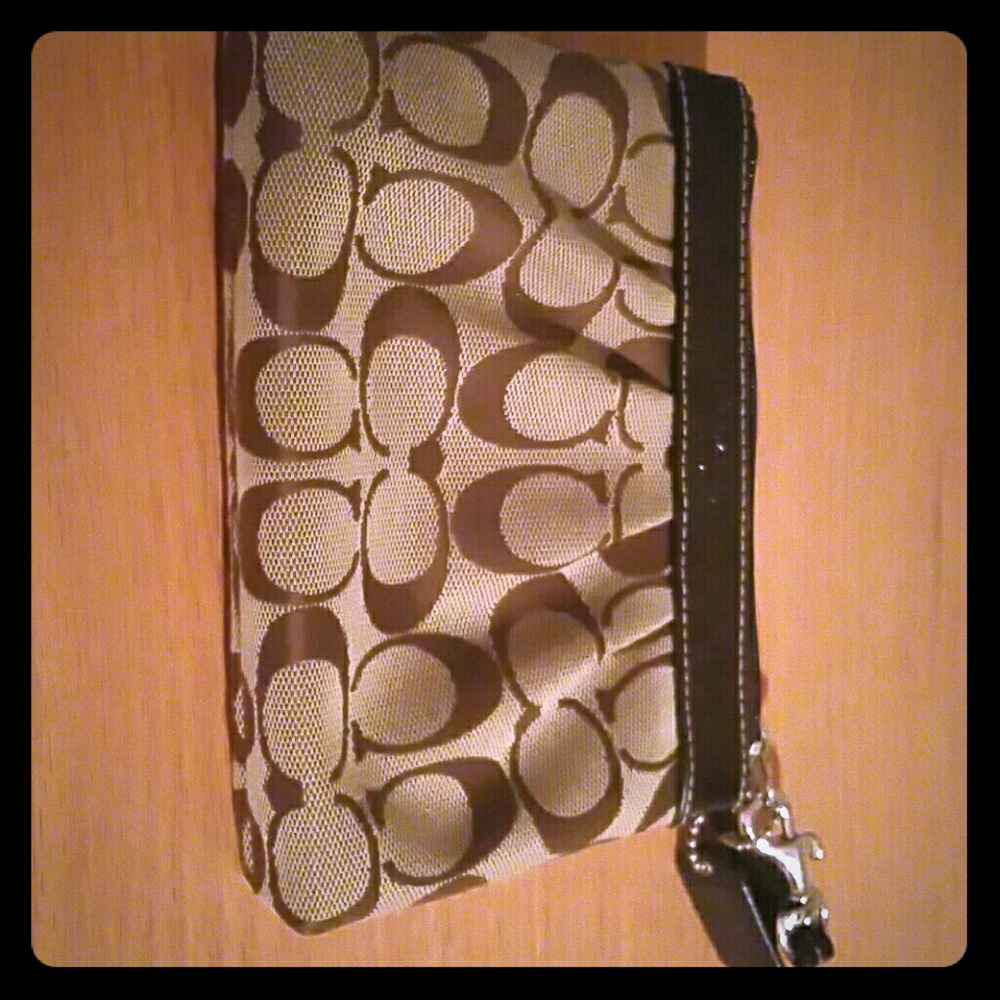 Coach Small Wristlet with Monogram coach canvas