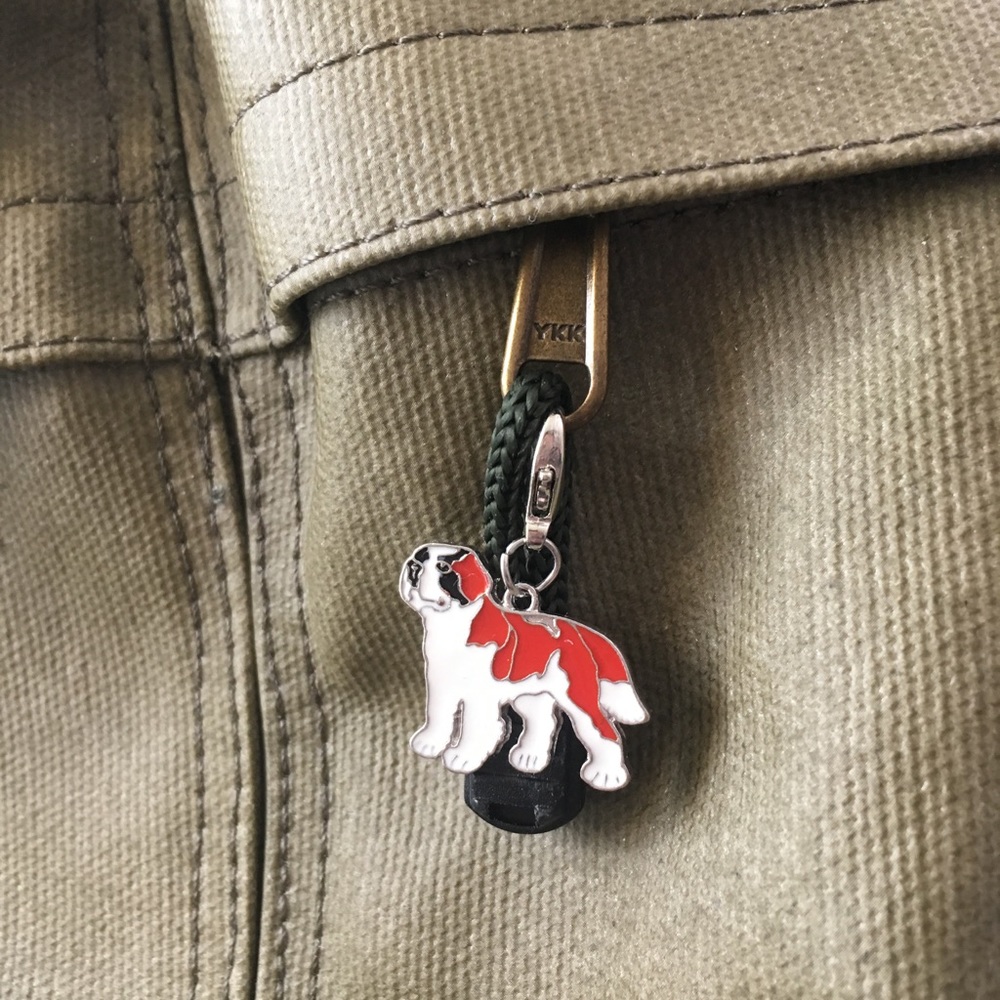 Mini St. Bernard enamel keychain/bag charm