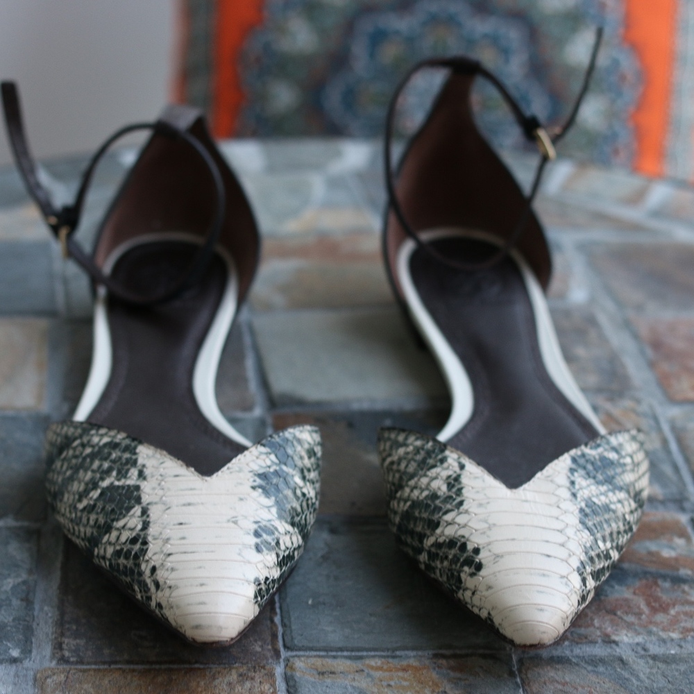 Tory Burch V-Cut Ankle-Strap Flats