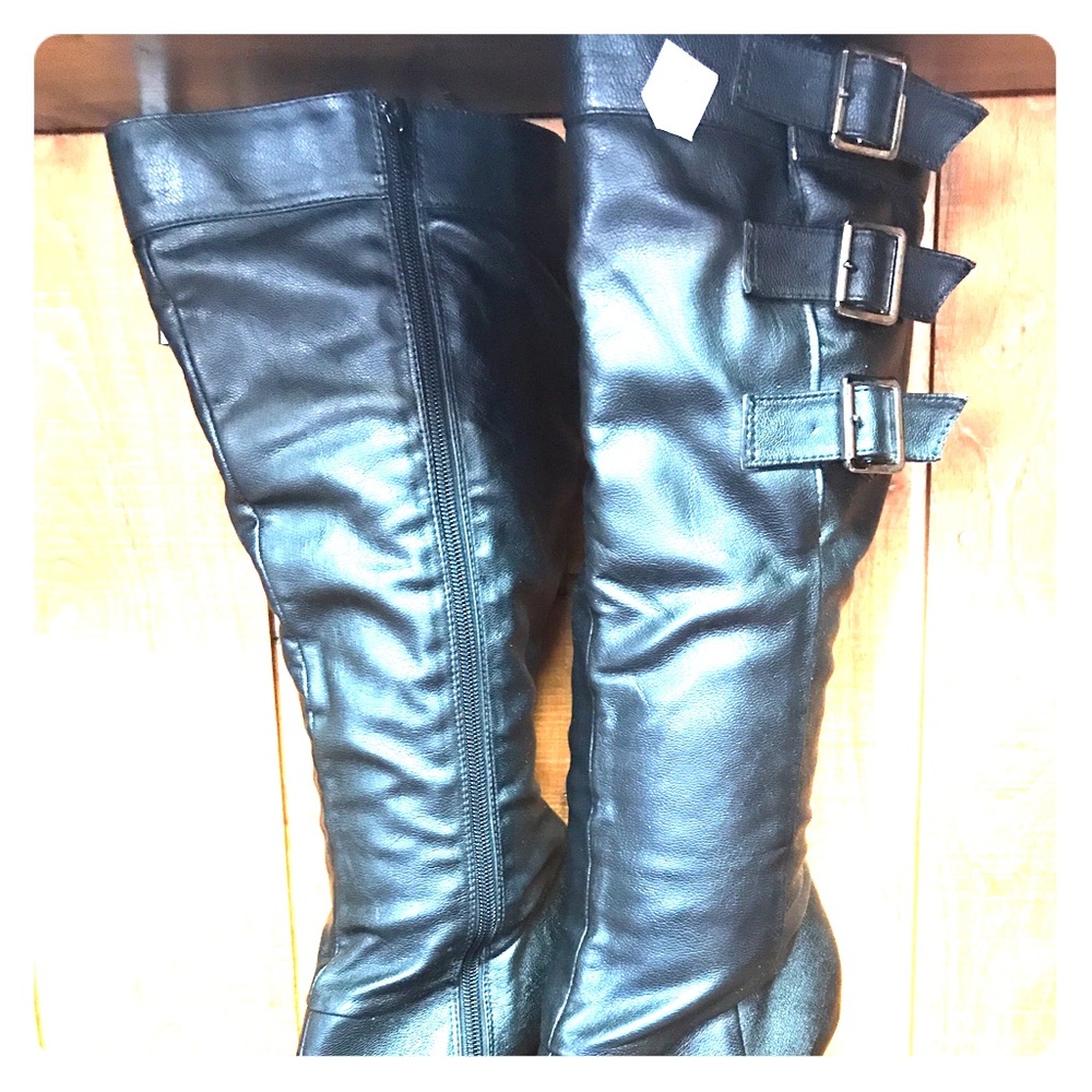 Black knee high boots