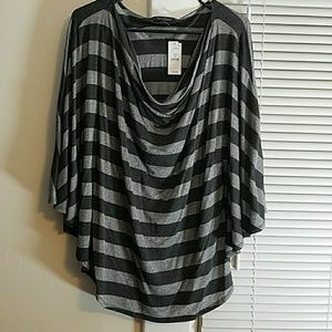 NWT Grey & Silver striped cowl neck sweater