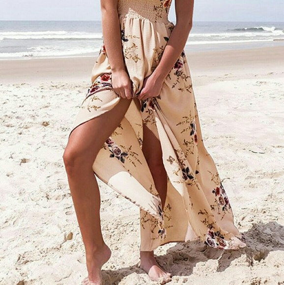Apricot Floral Maxi Dress - Picture 3 of 8