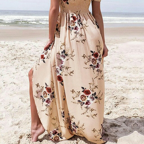 Apricot Floral Maxi Dress - Picture 5 of 8