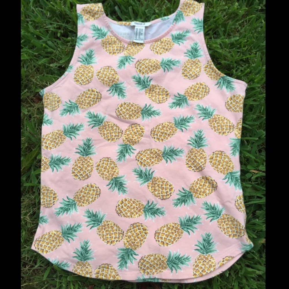FOREVER 21 Girls Pineapple Tank Top XL