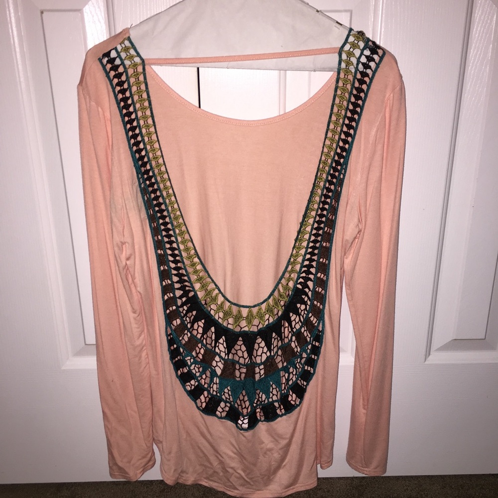 Pink Open Back Long Sleeve