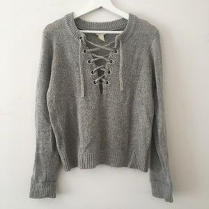 Laceup front sweater