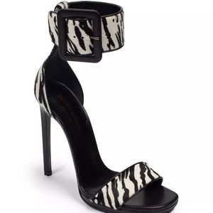 Saint Laurent zebra print calf skin Jane heel