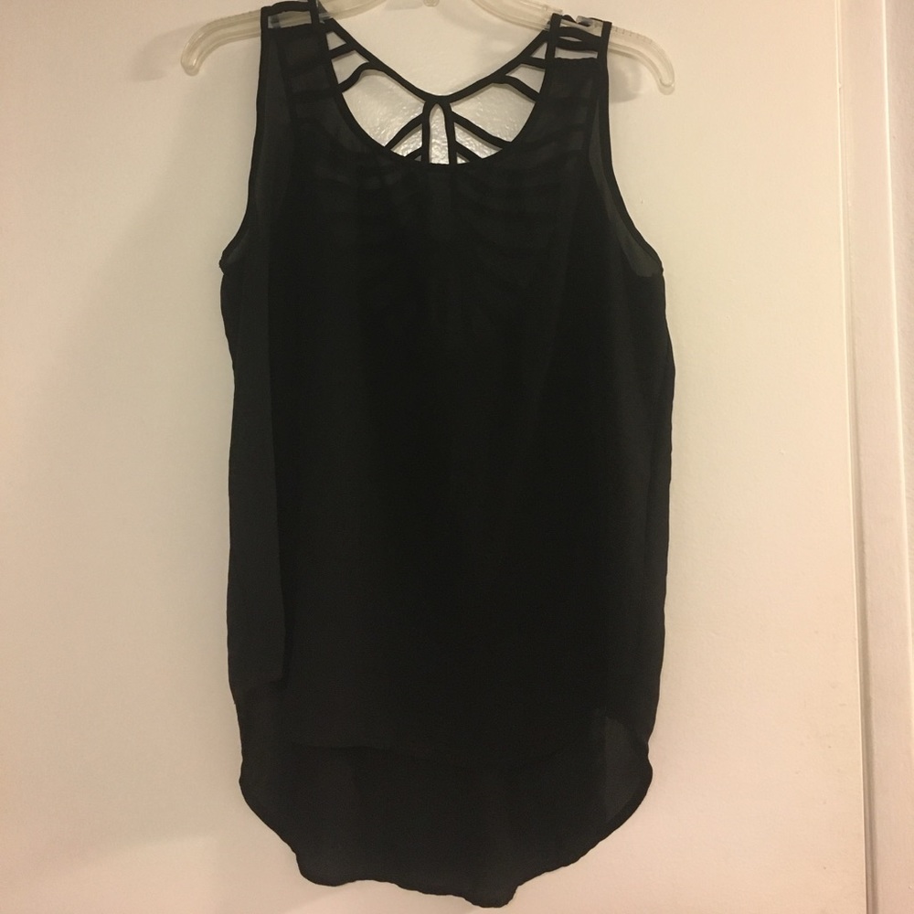 Sheer black tank fun back