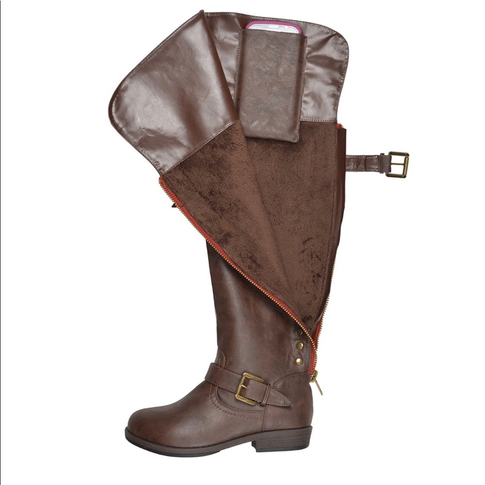 Gently worn over the knee wide calf riding boots!