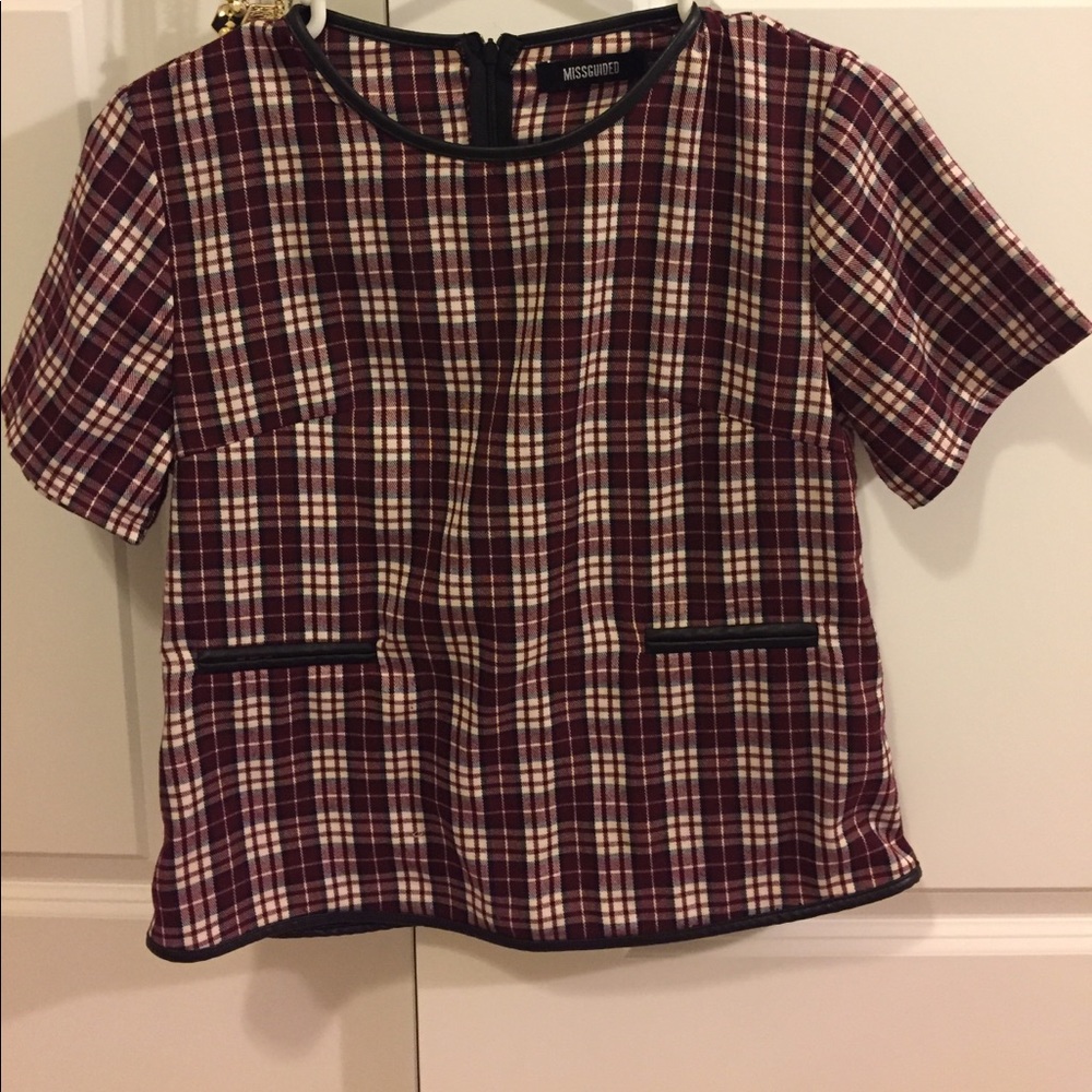 Missguided red plaid top