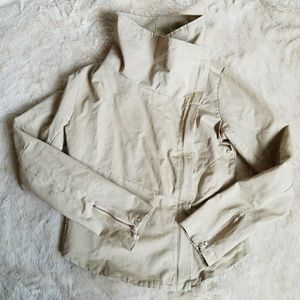 Khaki asymmetrical moto funnel anorak jacket sz S