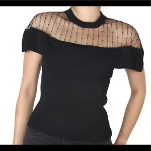 Mini lace cape knit top