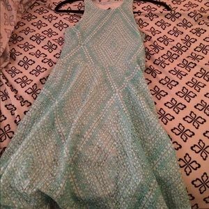 Blue and white dress