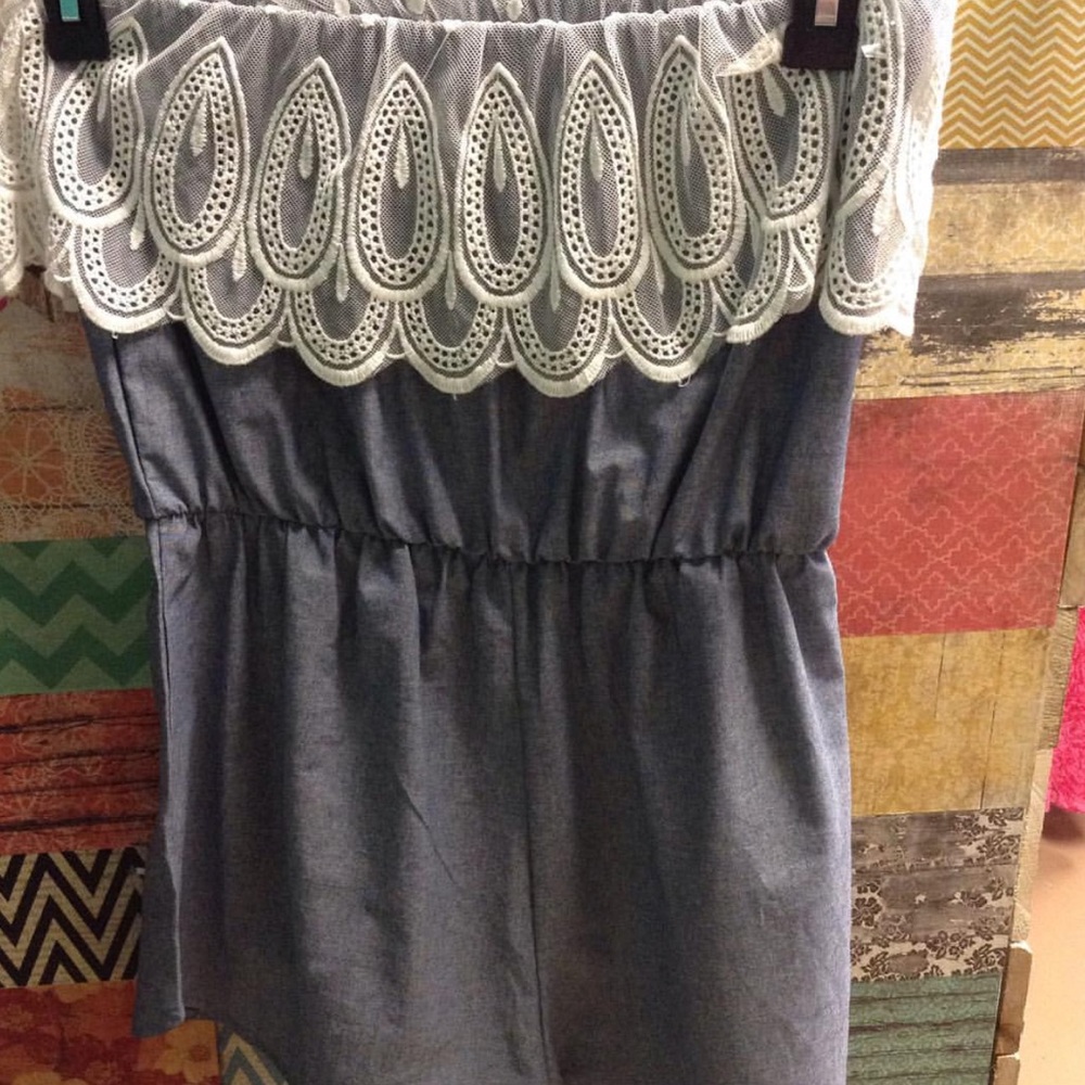 Chambray Lace Romper