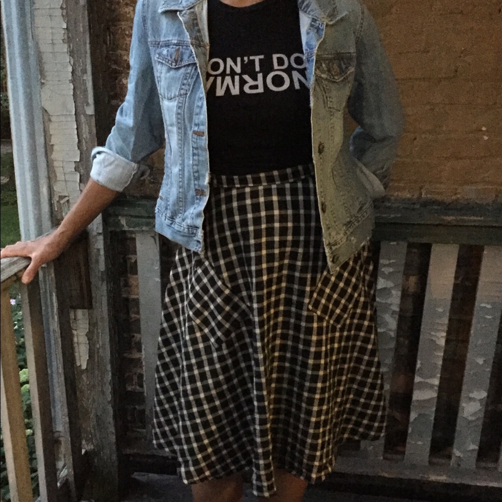 NEW Black & Off White High waist A Line SKIRT