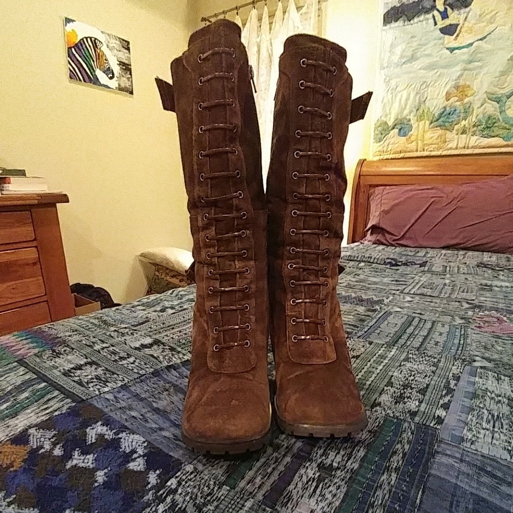Brown suede boots