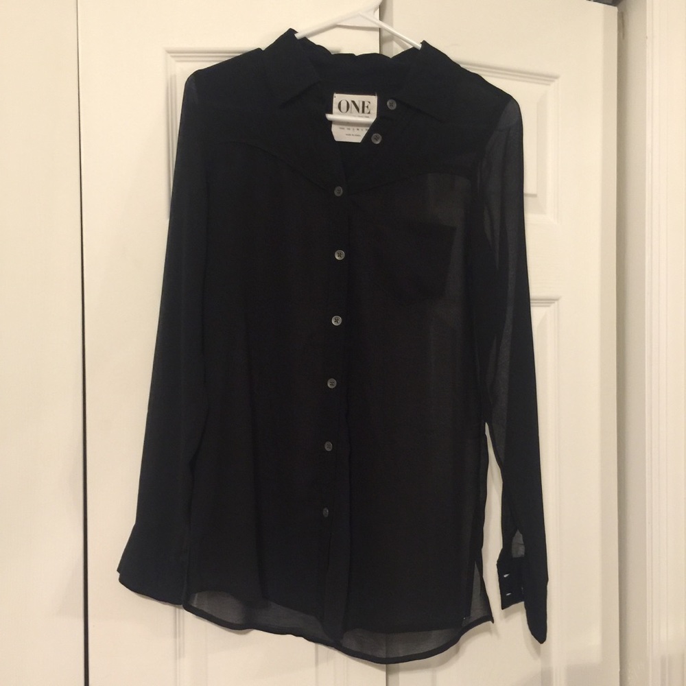 One Teaspoon Sheer Black Blouse Small
