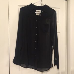 One Teaspoon Sheer Black Blouse Small